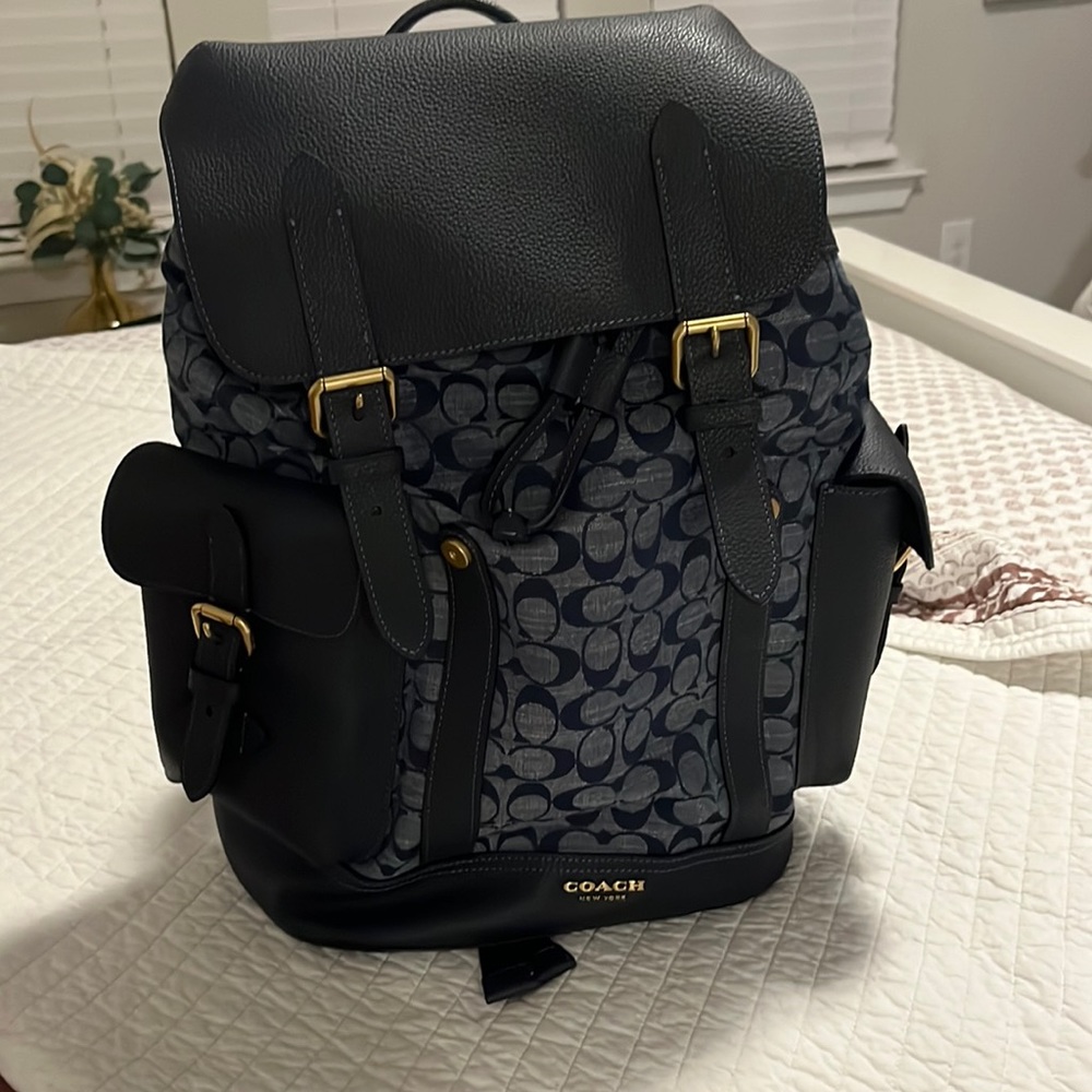 Large navy Coach Backpack